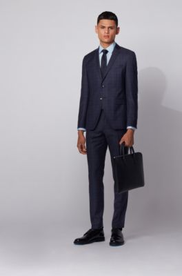 BOSS - Extra-slim-fit suit in checked 