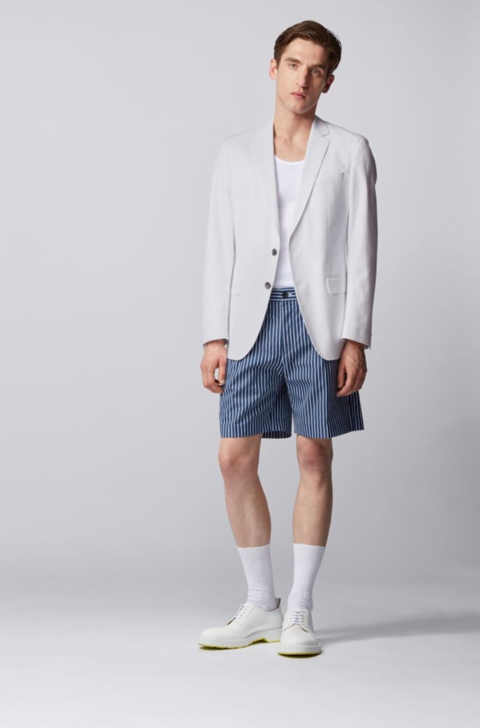 Slim-fit jacket in micro-patterned stretch cotton