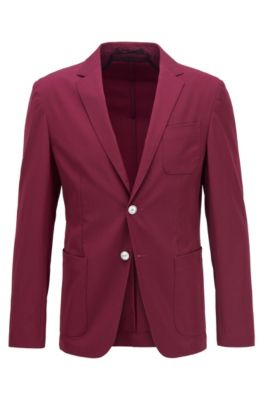Slim-fit jacket in a stretch-wool blend, Dark pink