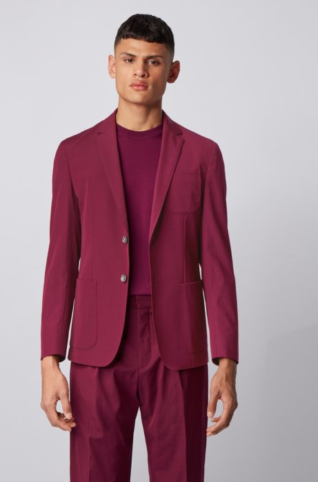 Slim-fit jacket in a stretch-wool blend, Dark pink