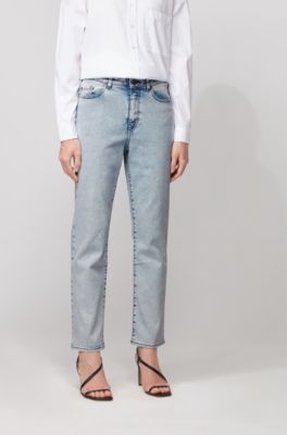 white cropped stretch jeans