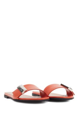 womens pink hugo boss sliders