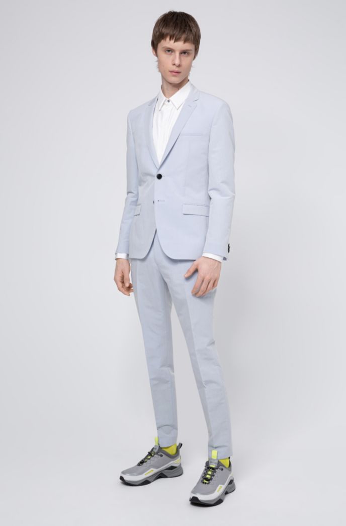 Extra-slim-fit cotton-blend suit with logo lining