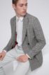 Slim-fit double-breasted jacket in Glen-check virgin wool, Silver