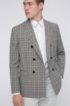 Slim-fit double-breasted jacket in Glen-check virgin wool, Silver