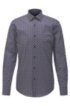 Slim-fit shirt with two-tone monogram print, Dark Blue