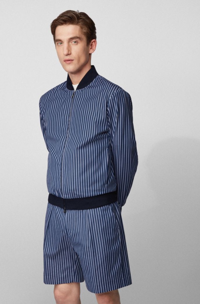 Slim-fit jacket in striped cotton