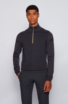 BOSS - Zip-neck sweater with placement 