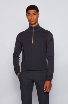 boss zip neck sweater