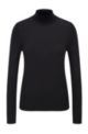Mock-neck sweater in merino wool, Black
