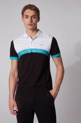 BOSS - Slim-fit polo shirt with curved 