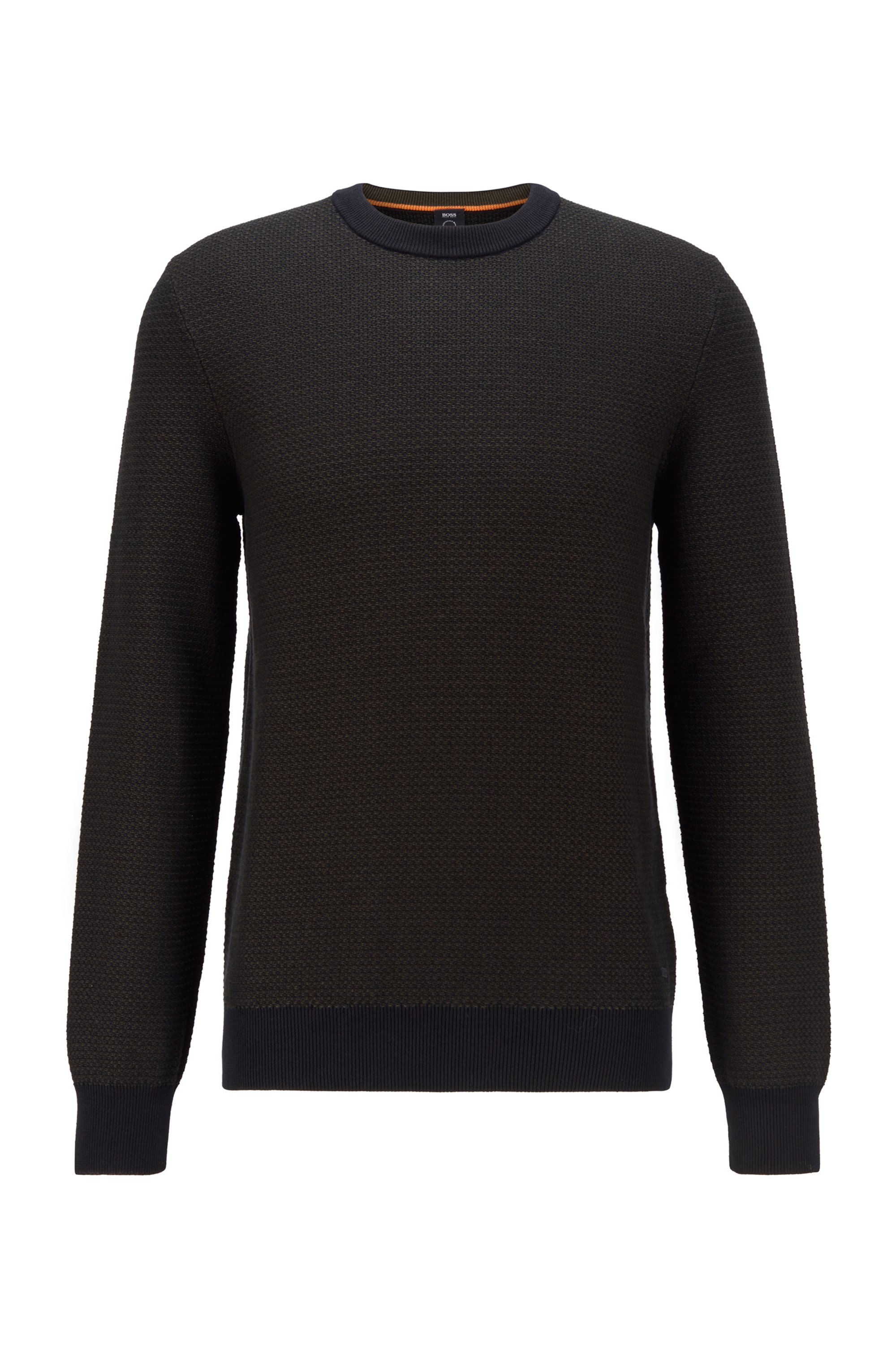 Regular-fit sweater in a cotton-kapok blend, Black