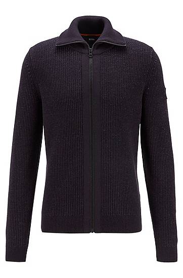 Veste en maille à col cheminée et fermeture éclair sur le devant