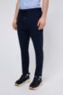Tapered-fit trousers in pinstripe jersey with drawcord, Dark Blue