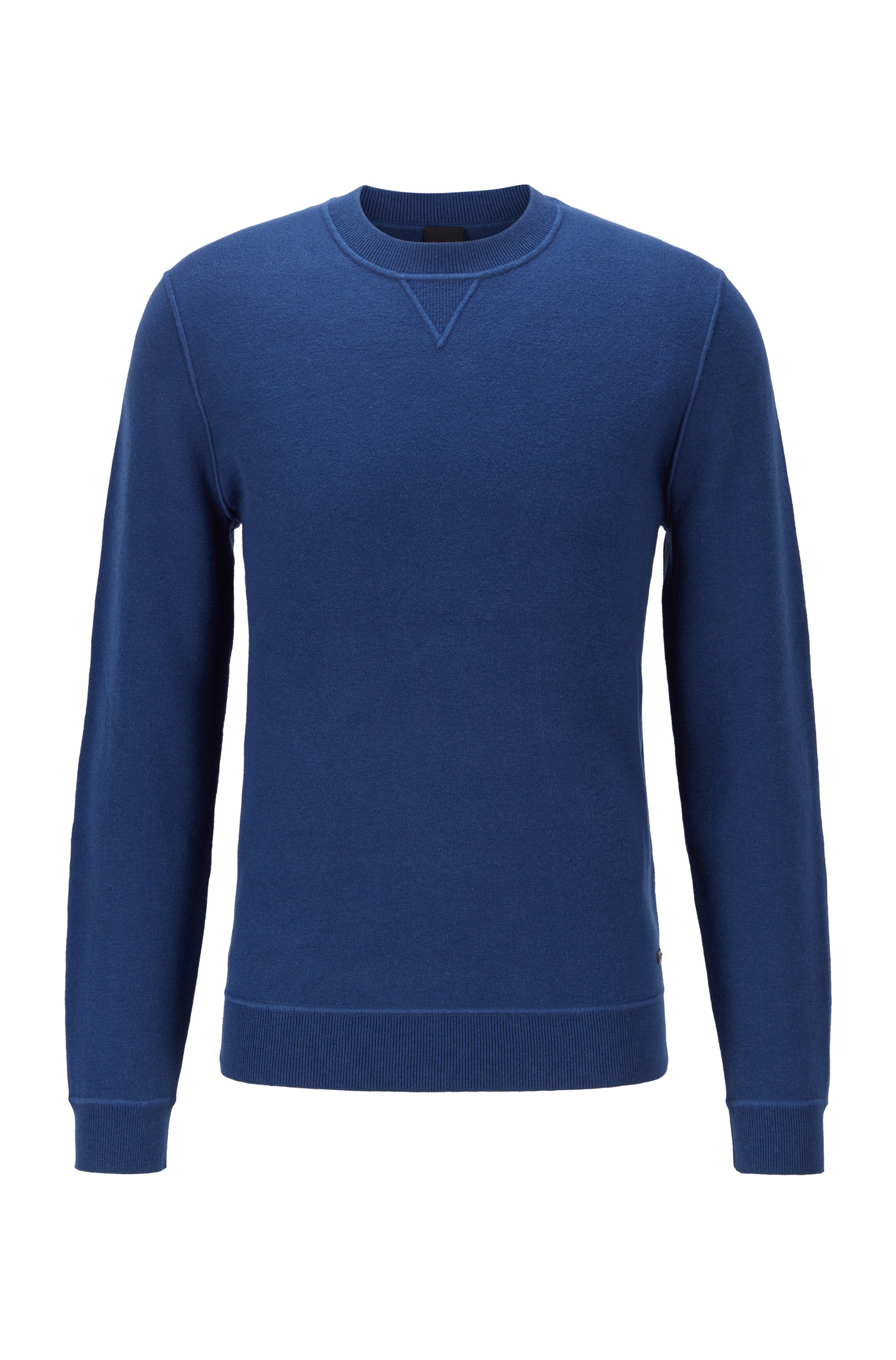 Reversible sweater in cotton and virgin wool, Dark Blue