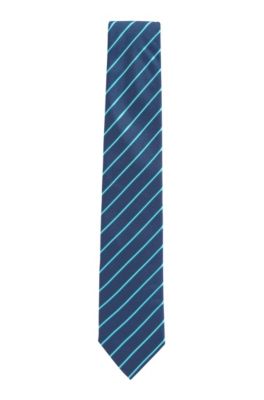 Diagonally striped tie in silk jacquard