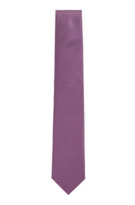 BOSS - Micro-pattern tie in silk jacquard