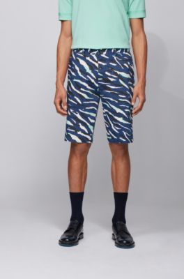 BOSS - Cotton-blend shorts with animal 