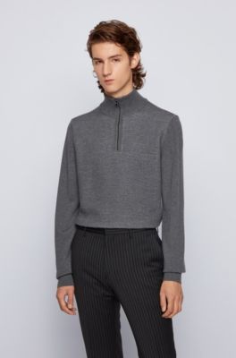 BOSS - Zip-neck sweater in virgin wool 