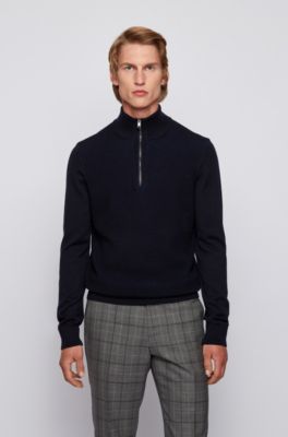 BOSS - Zip-neck sweater in virgin wool 