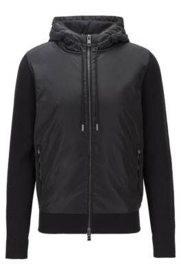 Veste à capuche hybride en mélange coton et laine