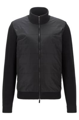 Cardigan zippé hybride avec panneau matelassé sur le devant