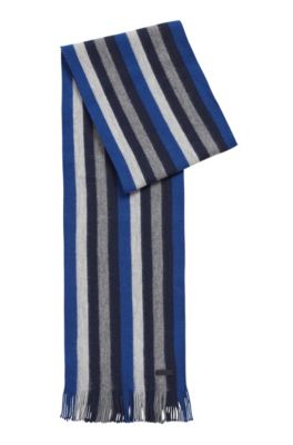 Striped scarf in brushed double-faced wool