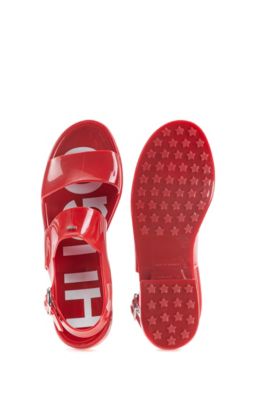 womens pink hugo boss sliders