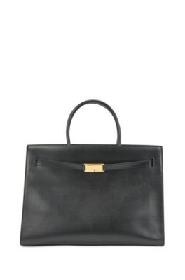 structured leather tote bag