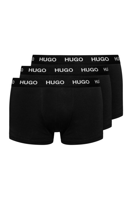 Three-pack of stretch-jersey trunks with logo waistbands, Black