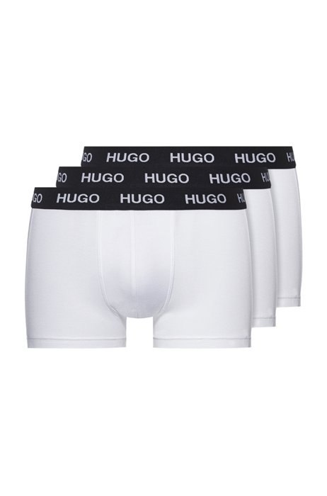 Three-pack of stretch-jersey trunks with logo waistbands, White