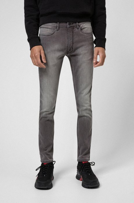 Extra-slim-fit jeans in mid-gray stretch denim, Grey