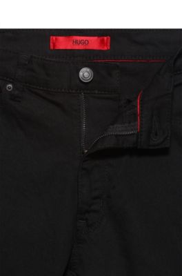 HUGO - Extra-slim-fit jeans in rinse-washed black stretch denim