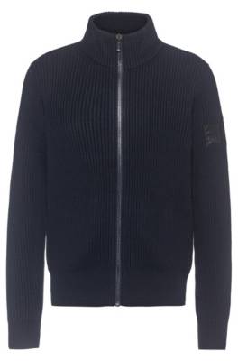 Veste en maille côtelée de coton et laine vierge