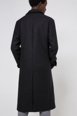 Long double-breasted coat in wool-blend 