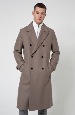 Long double-breasted coat in wool-blend 