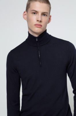 Slim-fit virgin-wool sweater with zip neck