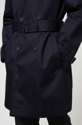 hugo boss navy trench coat