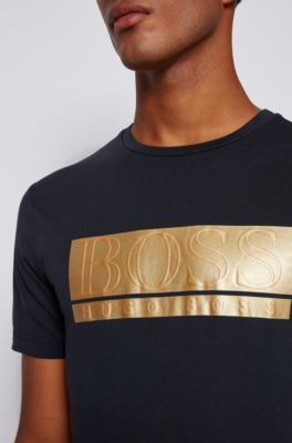 BOSS - Cotton-blend jersey T-shirt with 