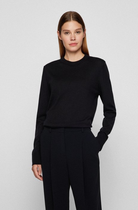 Relaxed-fit cotton-blend sweater with silk and cashmere, Black