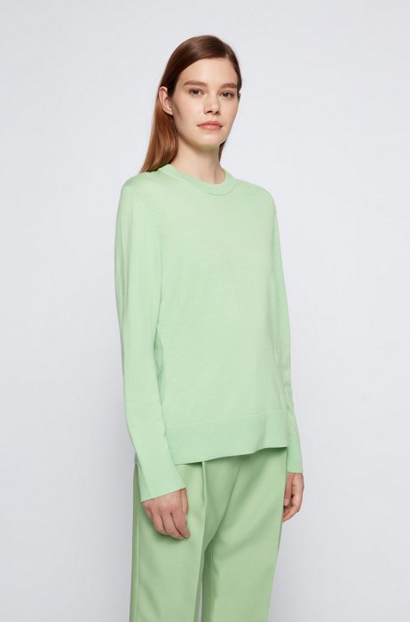 Relaxed-fit cotton-blend sweater with silk and cashmere, Light Green
