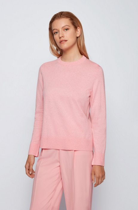 Relaxed-fit cotton-blend sweater with silk and cashmere, Pink