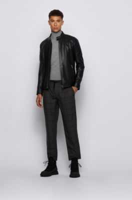 hugo boss slim fit leather jacket