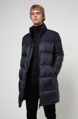 Baffle-quilted down coat with water 