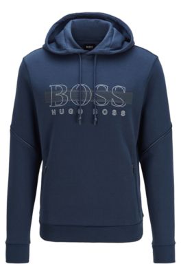 hugo boss hooded sweatshirt with logo and reflective detailing