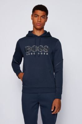 hooded sweatshirt with logo and reflective detailing