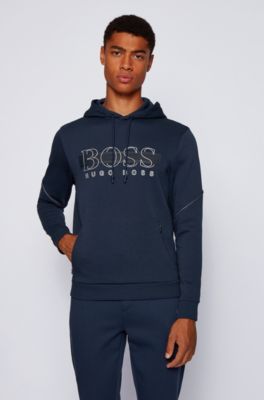 hugo boss hooded sweatshirt with logo and reflective detailing