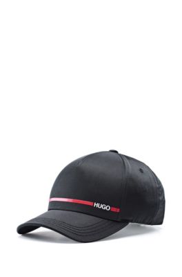 HUGO - Nylon-twill cap with logo stripe 