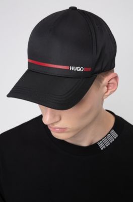 HUGO - Nylon-twill cap with logo stripe 