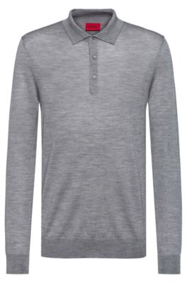 Merino-wool-blend sweater with polo collar